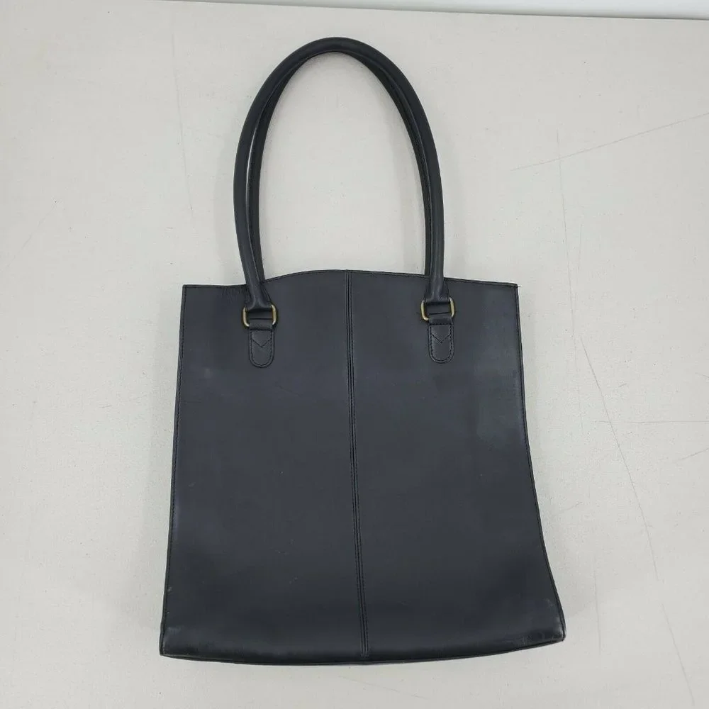 Eddie Bauer Black Leather Tote Bag
